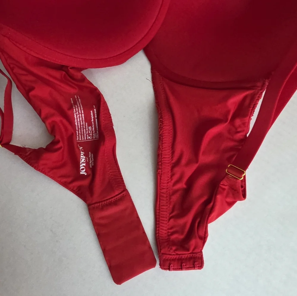 JOYSPUN Women's Red Lace Push Up Bra